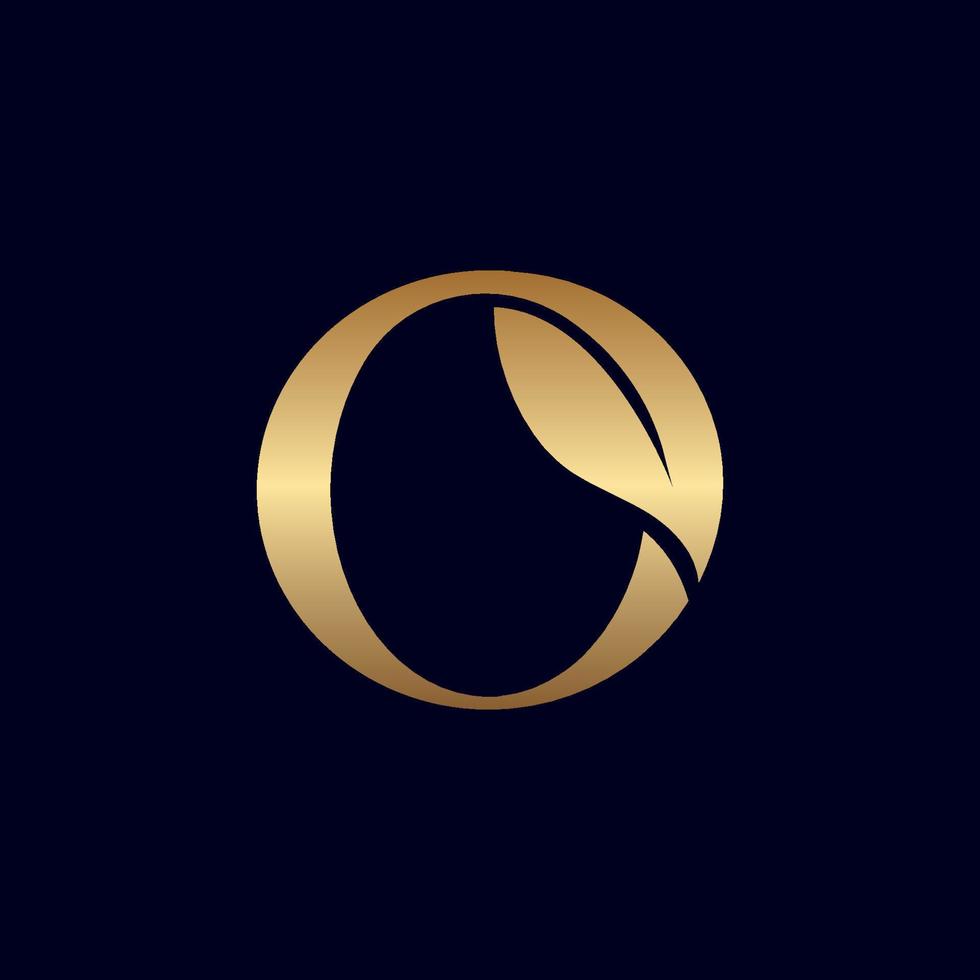 goud logo O met blad vector