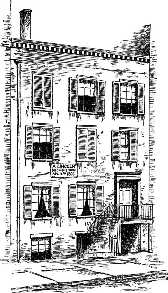de huis in welke Lincoln ging dood, wijnoogst illustratie. vector