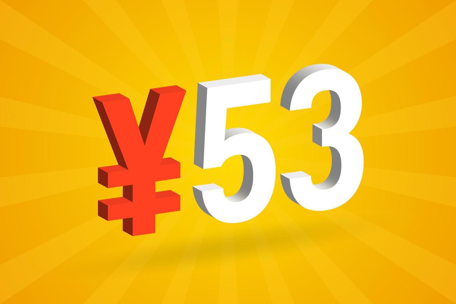 53 yuan Chinese valuta vector tekst symbool. 53 yen Japans valuta geld voorraad vector