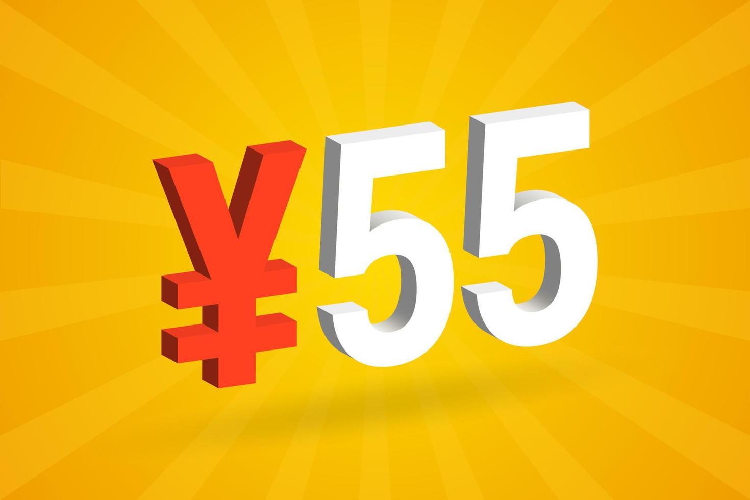 55 yuan Chinese valuta vector tekst symbool. 55 yen Japans valuta geld voorraad vector