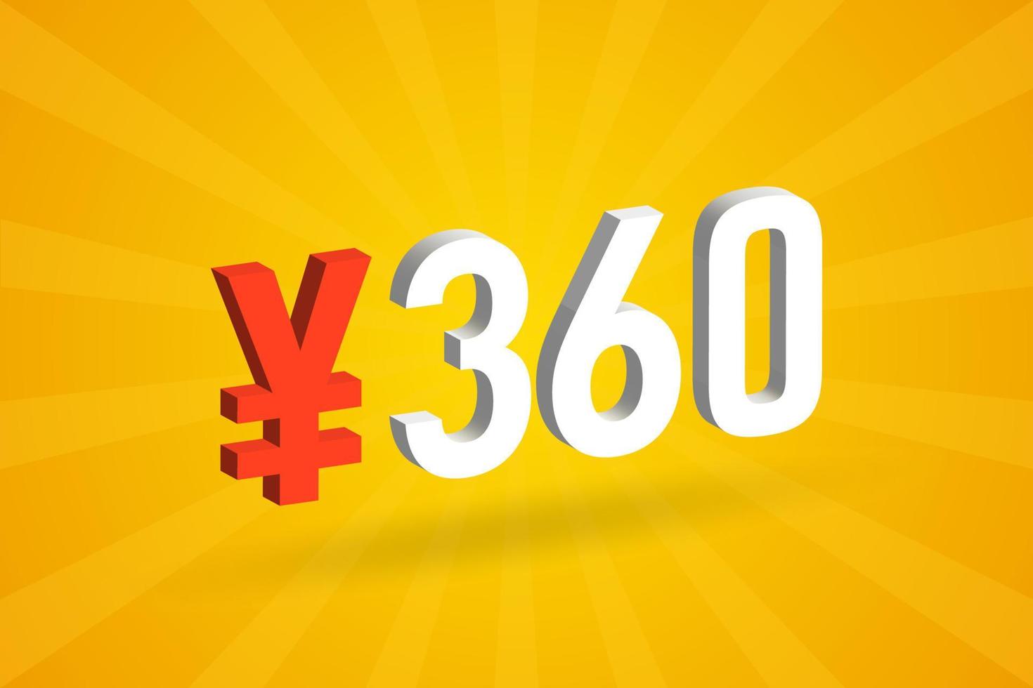 360 yuan Chinese valuta vector tekst symbool. 360 yen Japans valuta geld voorraad vector