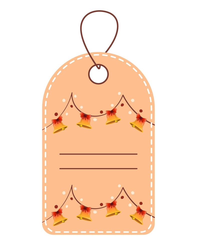 Kerstmis geschenk label. kleurrijk slinger met bellen. vector geïsoleerd Aan wit achtergrond.