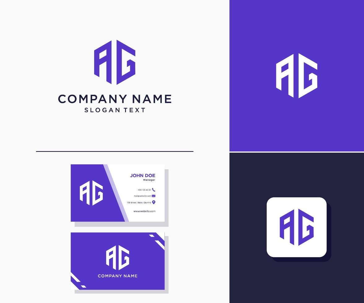 ag modern logo initialen zeshoek monogram. gebruikt voor merk identiteit. vector