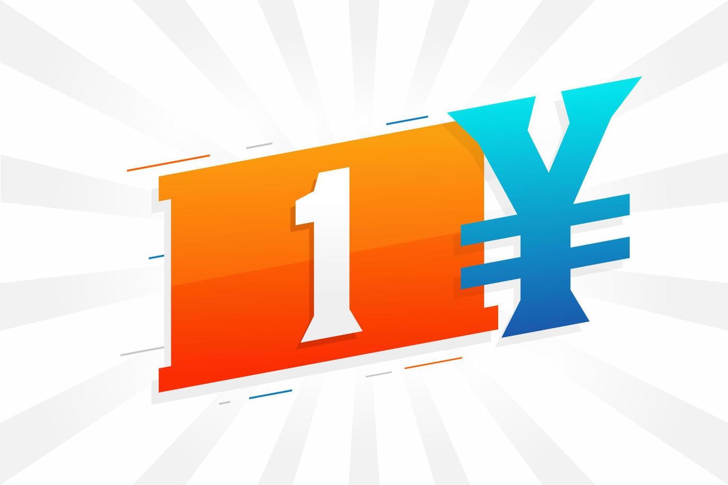 1 yuan Chinese valuta vector tekst symbool. 1 yen Japans valuta geld voorraad vector