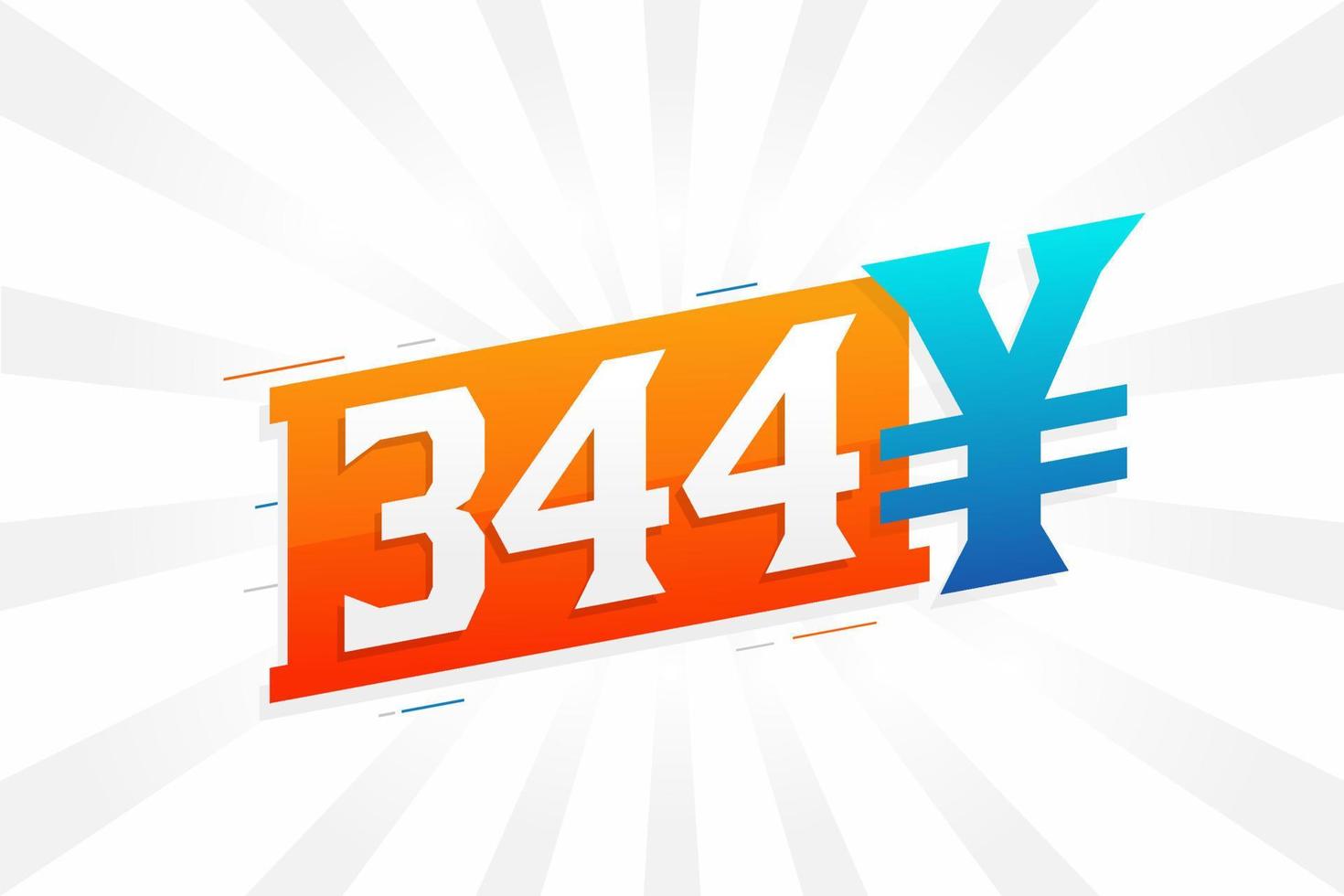 344 yuan Chinese valuta vector tekst symbool. 344 yen Japans valuta geld voorraad vector