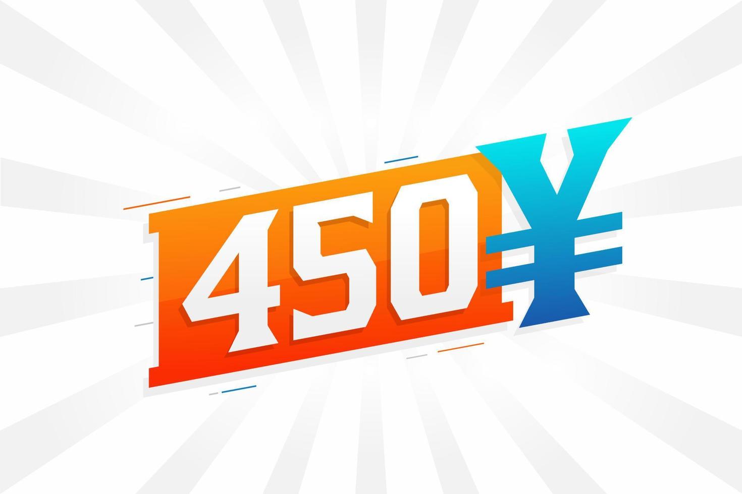 450 yuan Chinese valuta vector tekst symbool. 450 yen Japans valuta geld voorraad vector