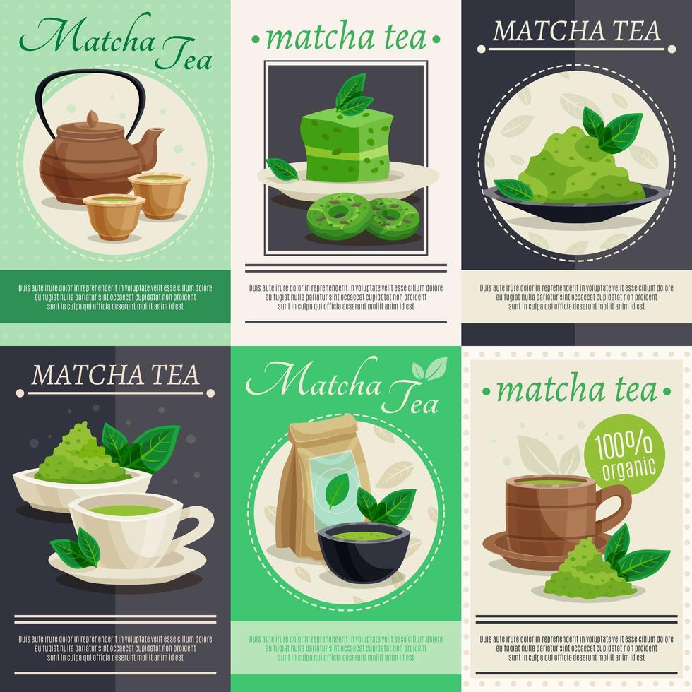 matcha thee poster set vector