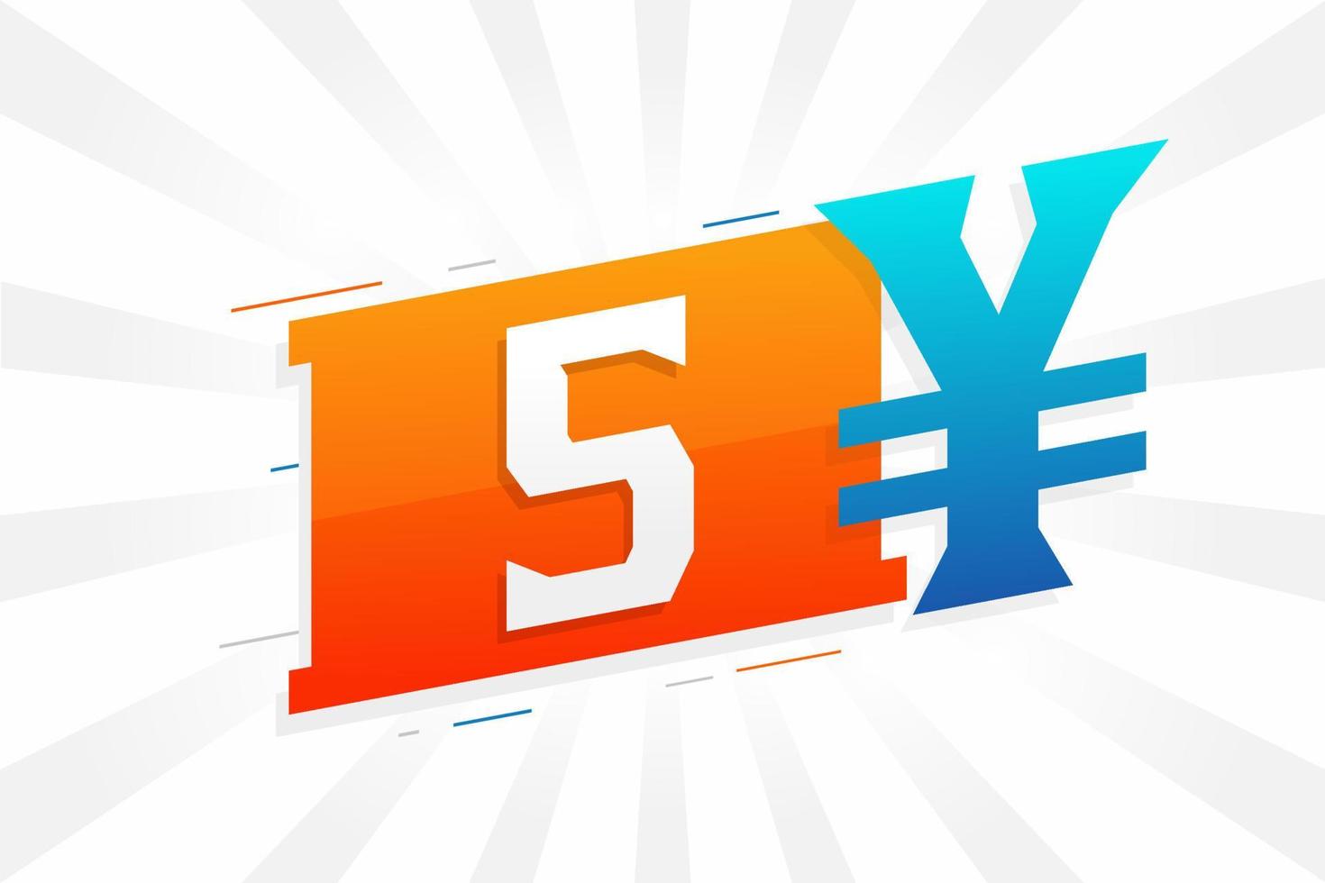 5 yuan Chinese valuta vector tekst symbool. 5 yen Japans valuta geld voorraad vector
