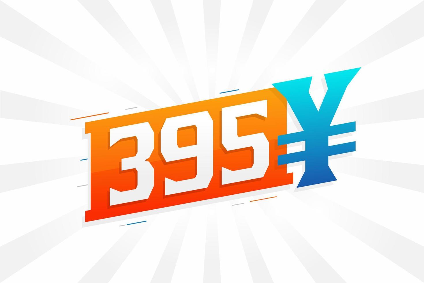 395 yuan Chinese valuta vector tekst symbool. 395 yen Japans valuta geld voorraad vector