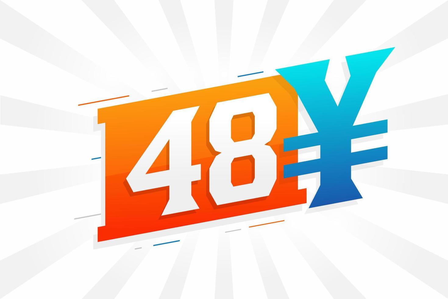 48 yuan Chinese valuta vector tekst symbool. 48 yen Japans valuta geld voorraad vector