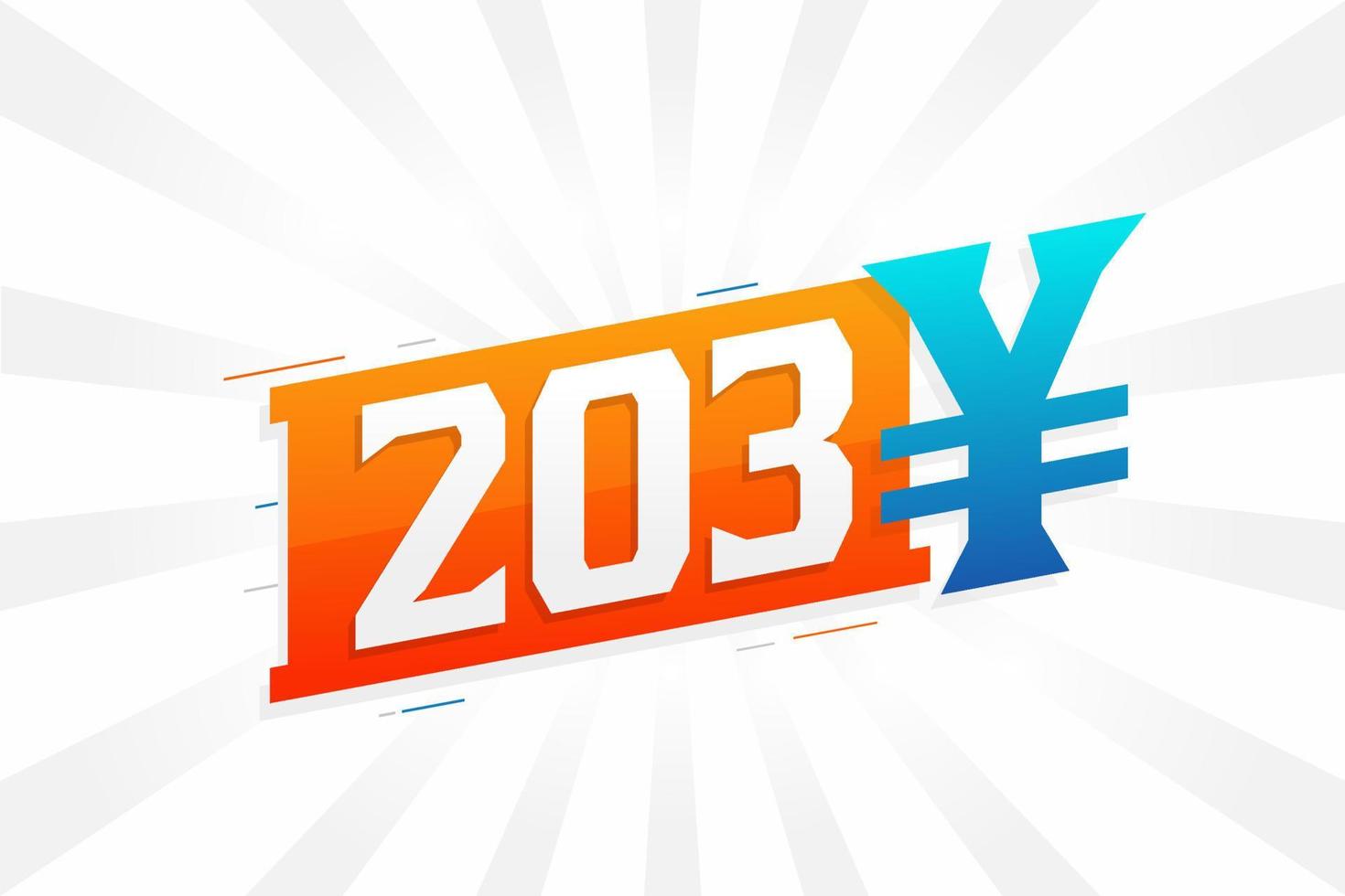 203 yuan Chinese valuta vector tekst symbool. 203 yen Japans valuta geld voorraad vector