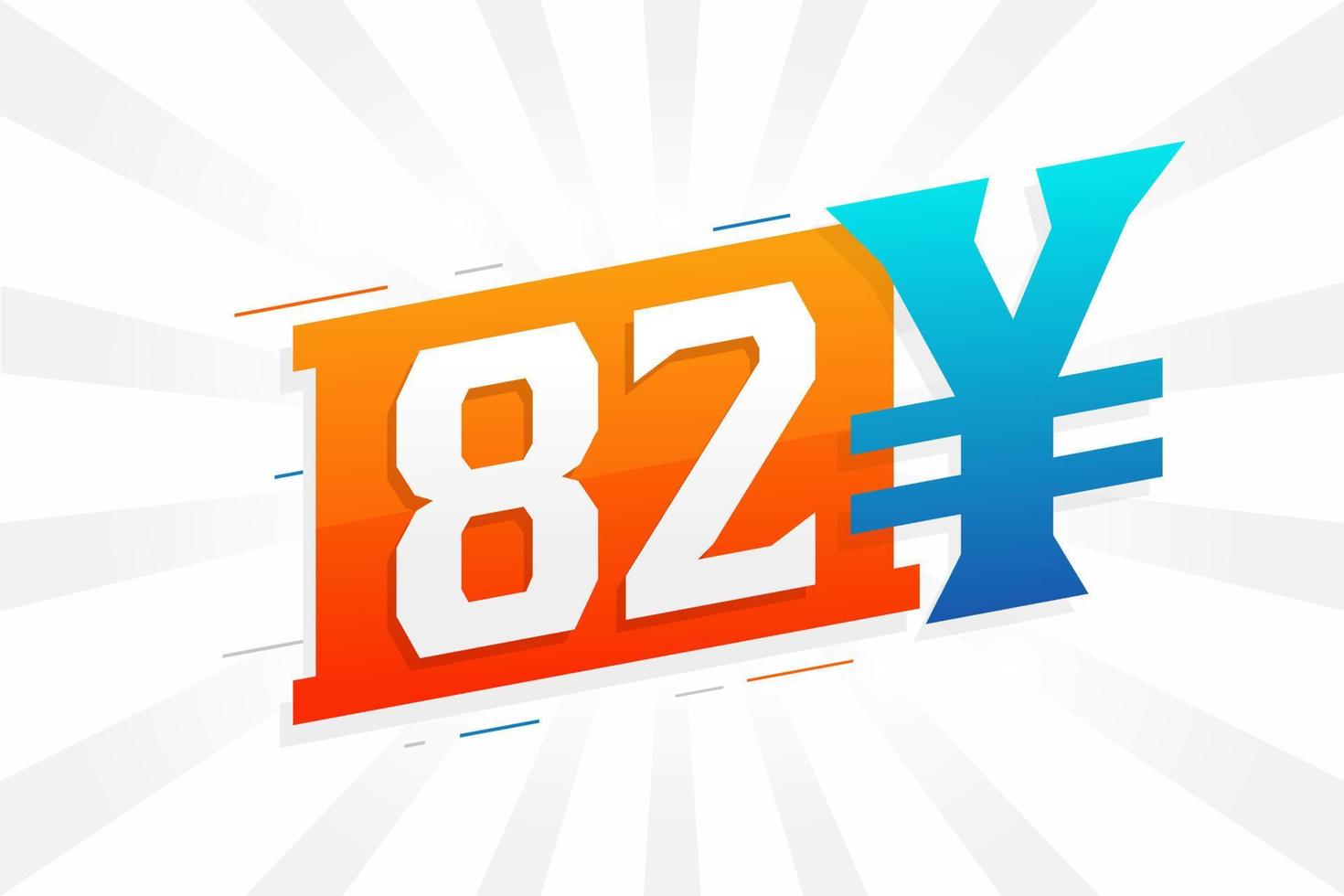 82 yuan Chinese valuta vector tekst symbool. 82 yen Japans valuta geld voorraad vector