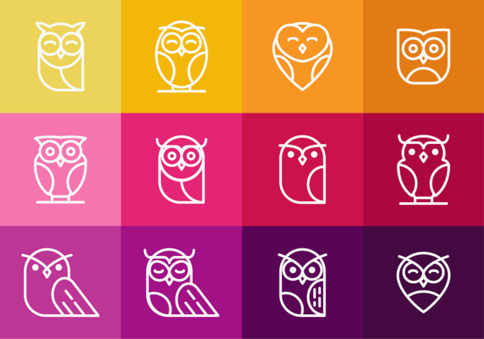 Coruja Uil Outline Icons vector