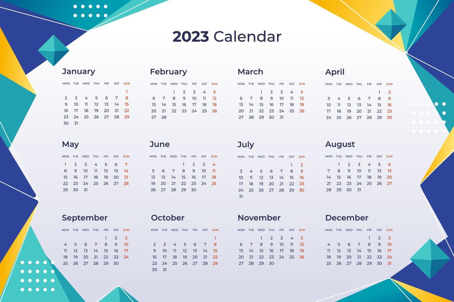 2023 kalender bedrijf formeel sjabloon vector