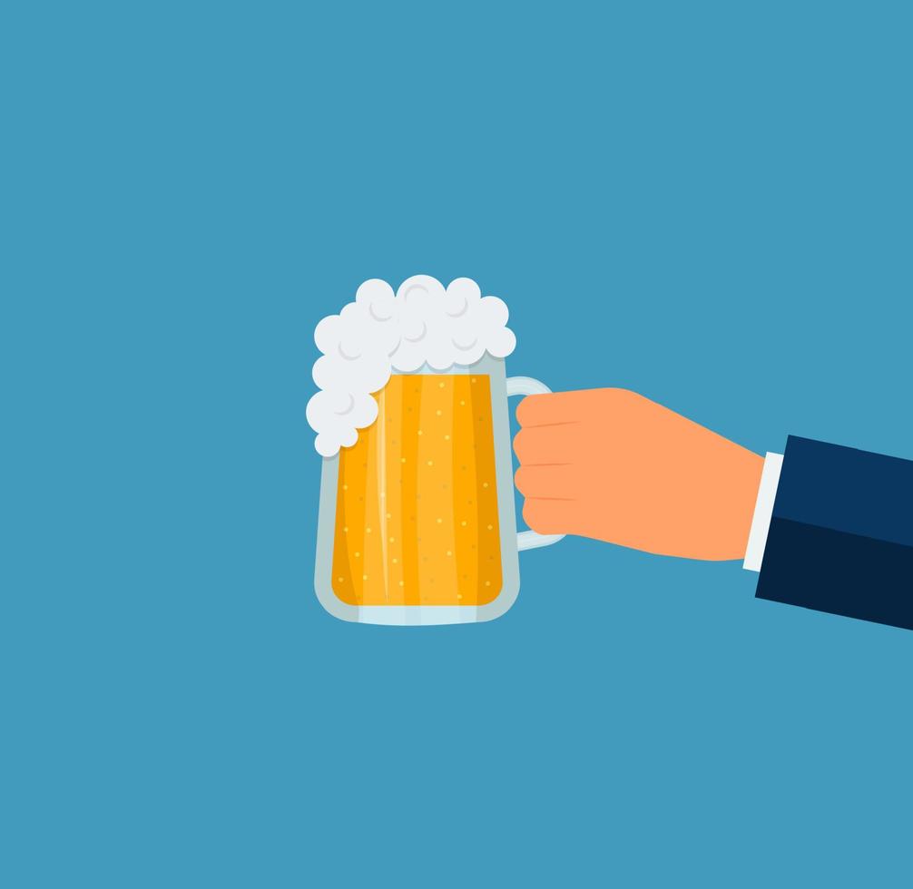 handen houdt bril kop fles bier wijn en cocktail drankjes, proost vector illustratie