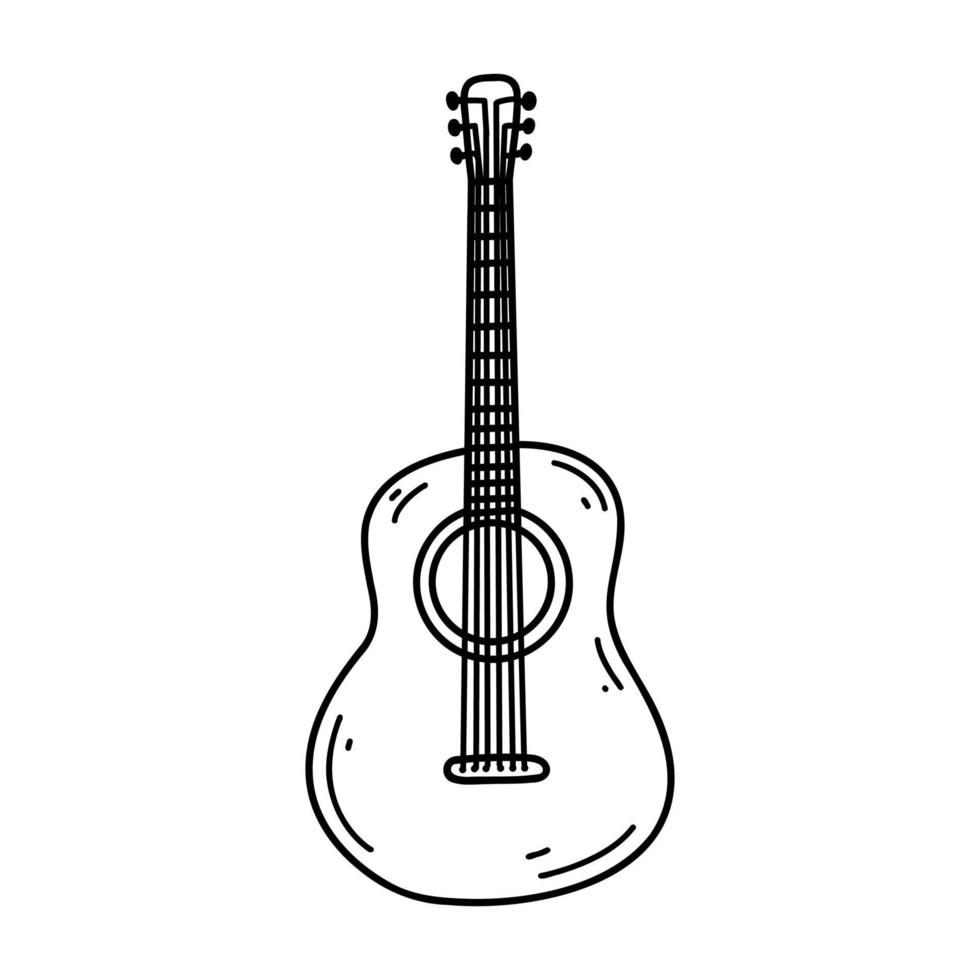 tekening gitaar. vector schetsen illustratie van musical instrument, zwart schets kunst voor web ontwerp, icoon, afdrukken, kleur bladzijde