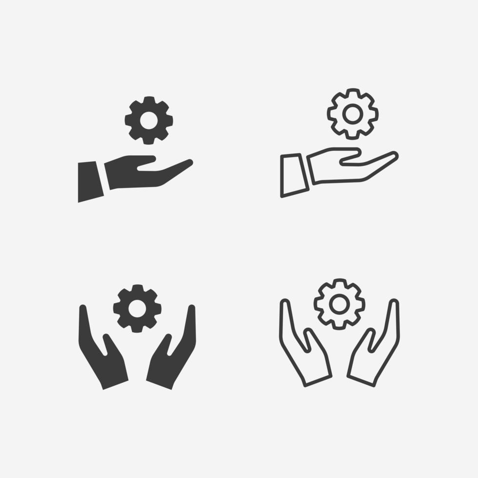 uitrusting instelling icoon vector in hand- teken symbool