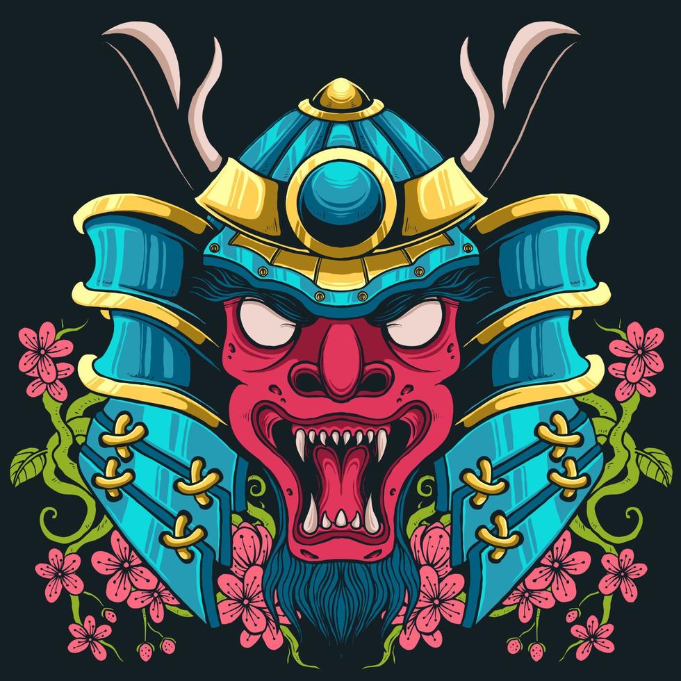 samurai boos gezicht vector