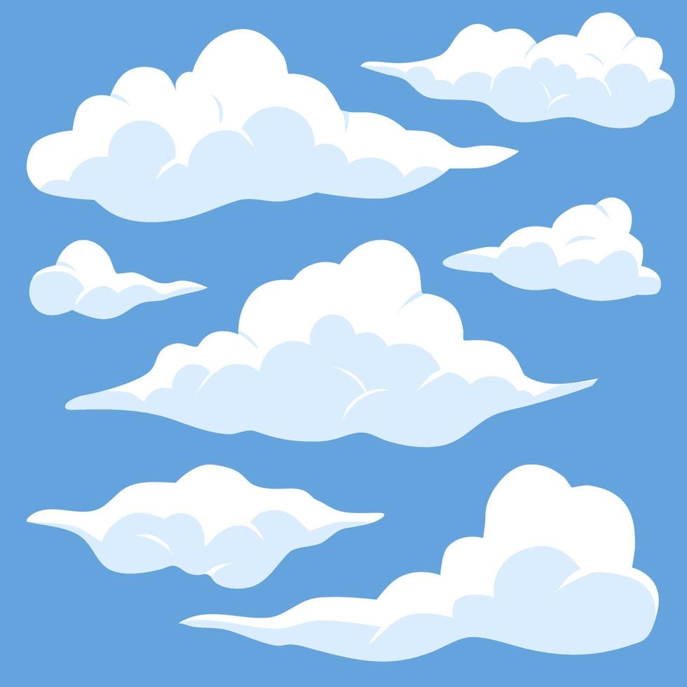 tekenfilm pluizig wolken element verzameling vector