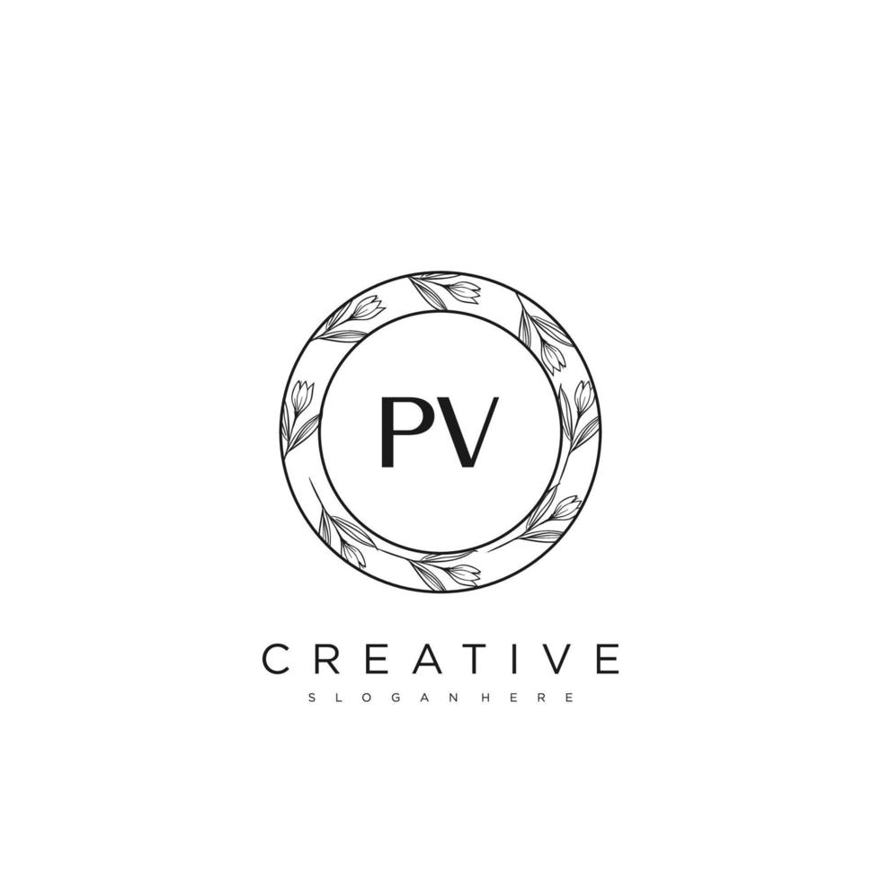 pv eerste brief bloem logo sjabloon vector premie vector kunst