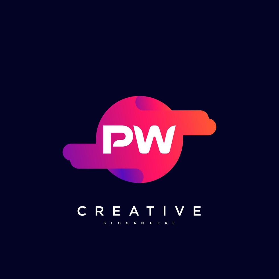 pw eerste brief kleurrijk logo icoon ontwerp sjabloon elementen vector kunst