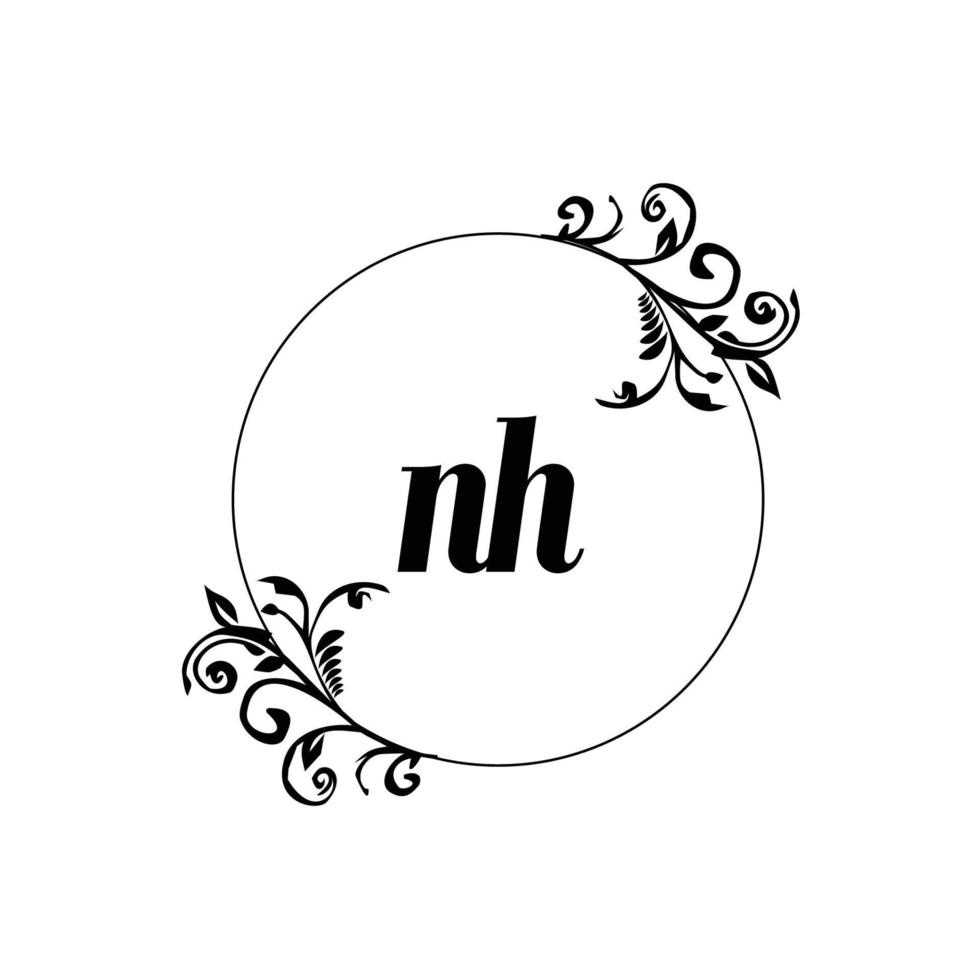 eerste nh logo monogram brief vrouwelijk elegantie vector