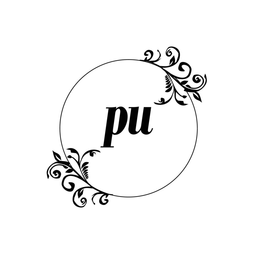 eerste pu logo monogram brief vrouwelijk elegantie vector