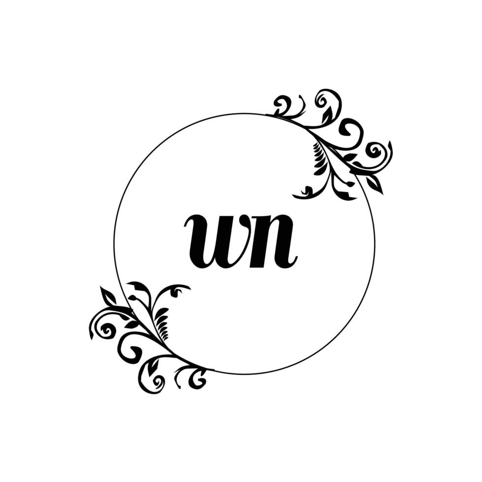 eerste wn logo monogram brief vrouwelijk elegantie vector