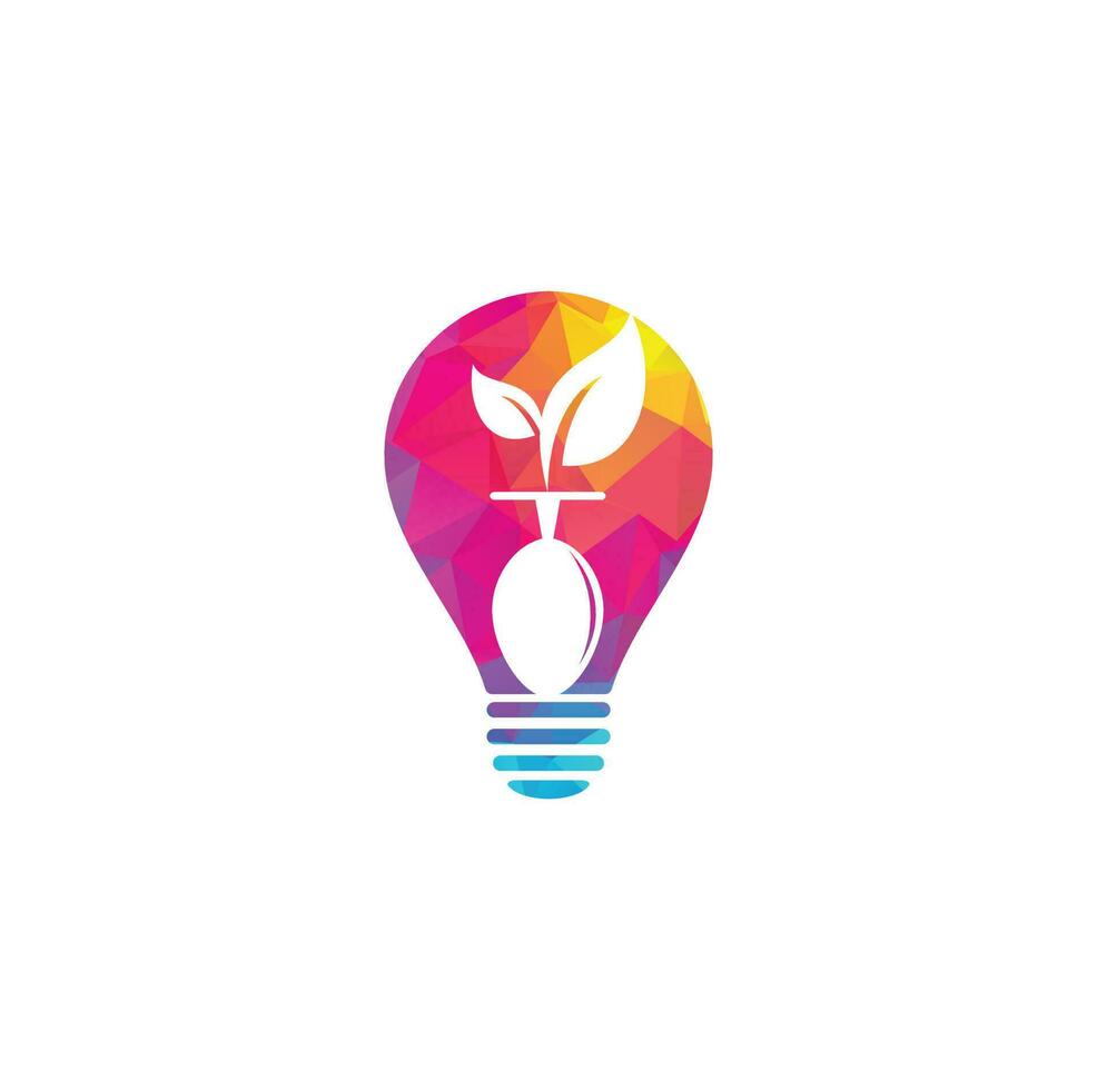 gezond voedsel lamp vorm concept logo sjabloon. biologisch voedsel logo met lepel en blad symbool. vector