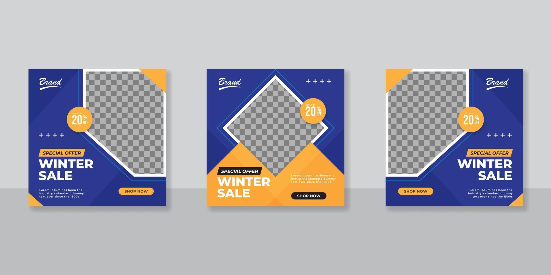 winter verkoop sociale media sjabloon voor spandoek vector