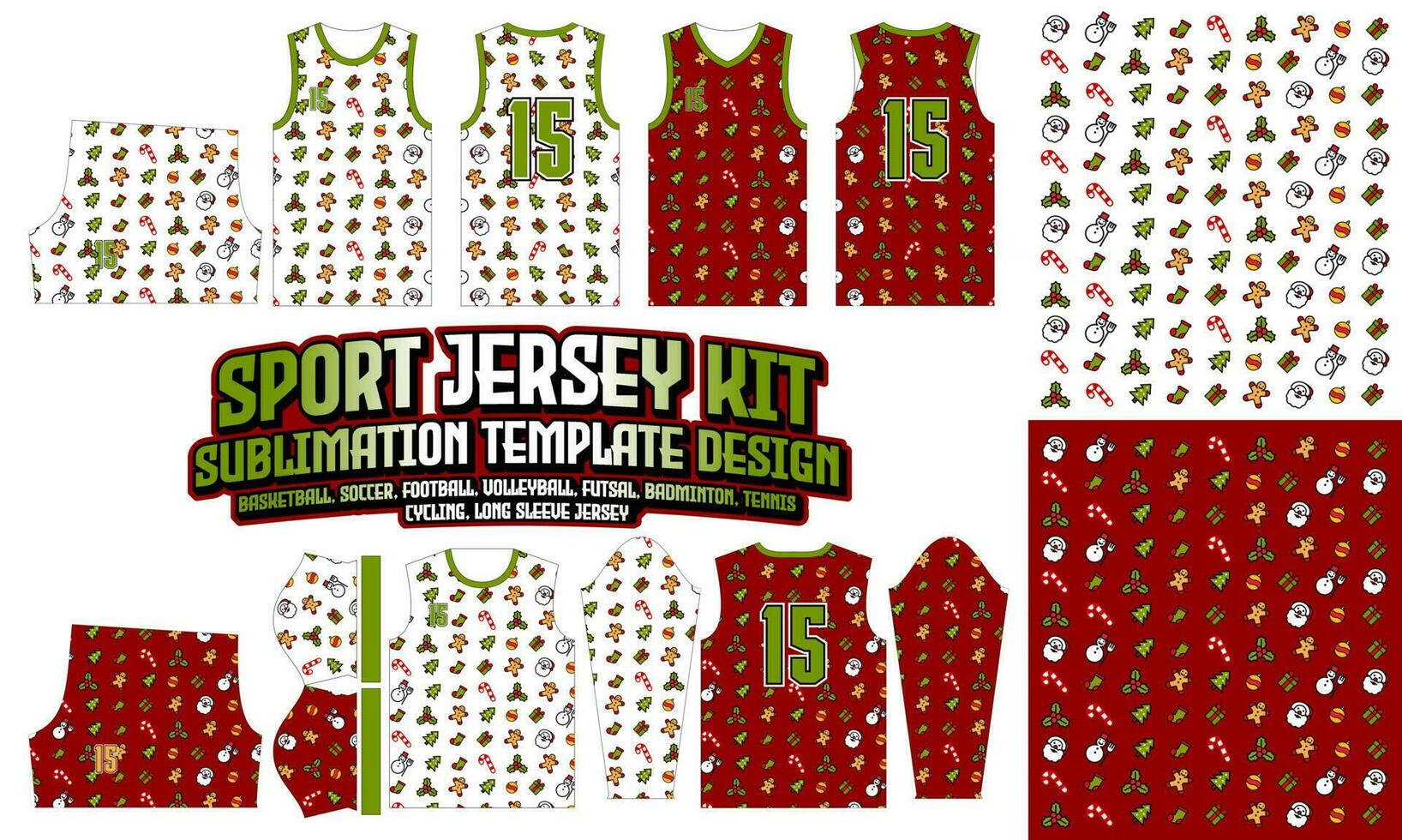 Kerstmis Jersey kleding sport slijtage sublimatie patroon ontwerp 229 voor voetbal Amerikaans voetbal e-sport basketbal volleybal badminton zaalvoetbal t-shirt vector