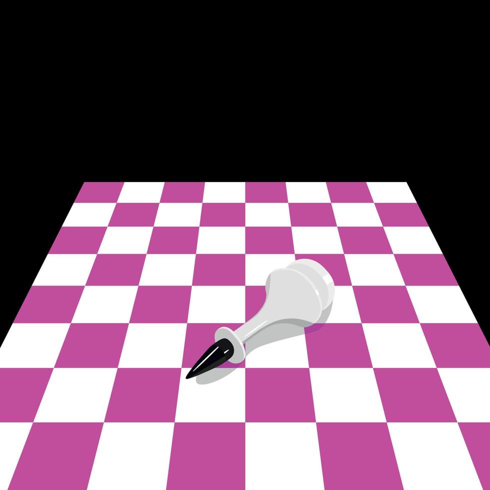 koning schaak stuk leugens Aan roze en wit schaakbord, verslagen koning Aan schaakbord, vlak vector, concept vector