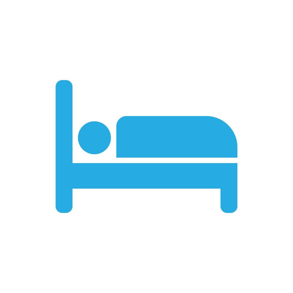 eps10 blauw vector slapen Mens Aan bed solide kunst icoon geïsoleerd Aan wit achtergrond. hotel en motel gevulde symbool in een gemakkelijk vlak modieus modern stijl voor uw website ontwerp, logo, en mobiel app