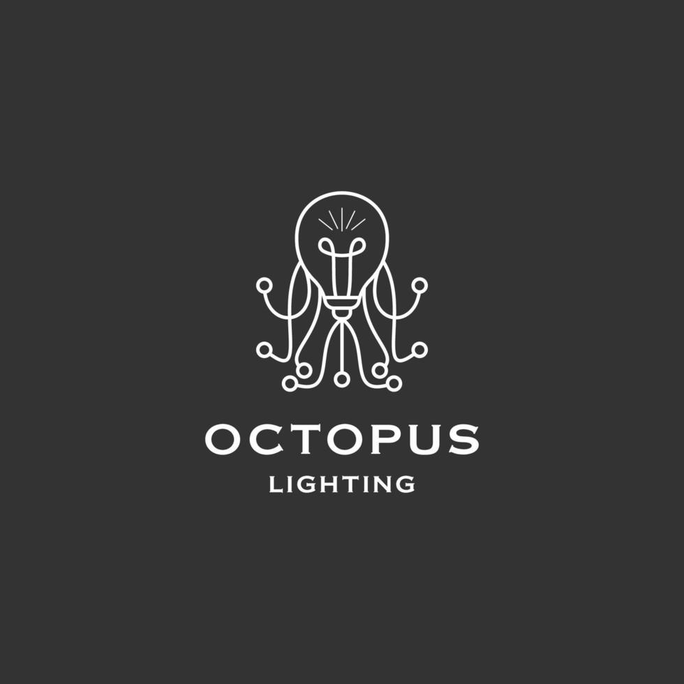 Octopus lamp lijn logo ontwerp sjabloon vlak vector