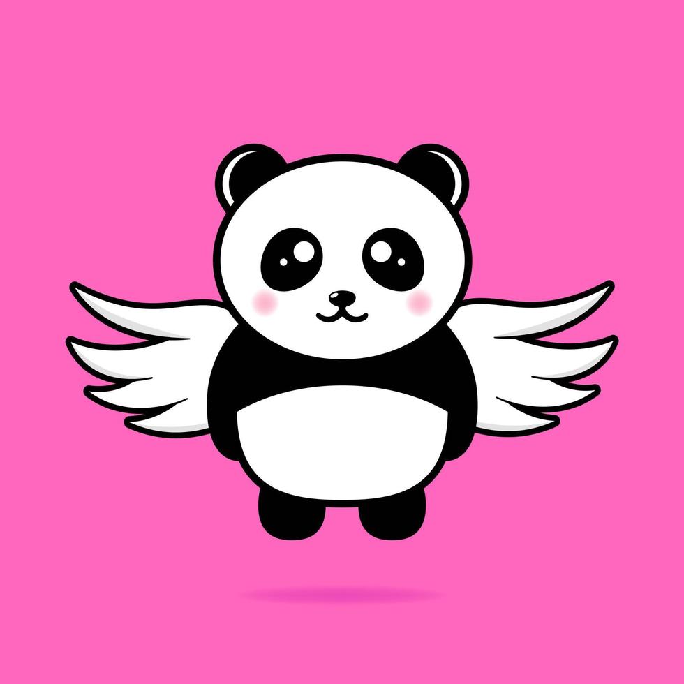 schattig panda vliegend ontwerp mascotte kawaii vector