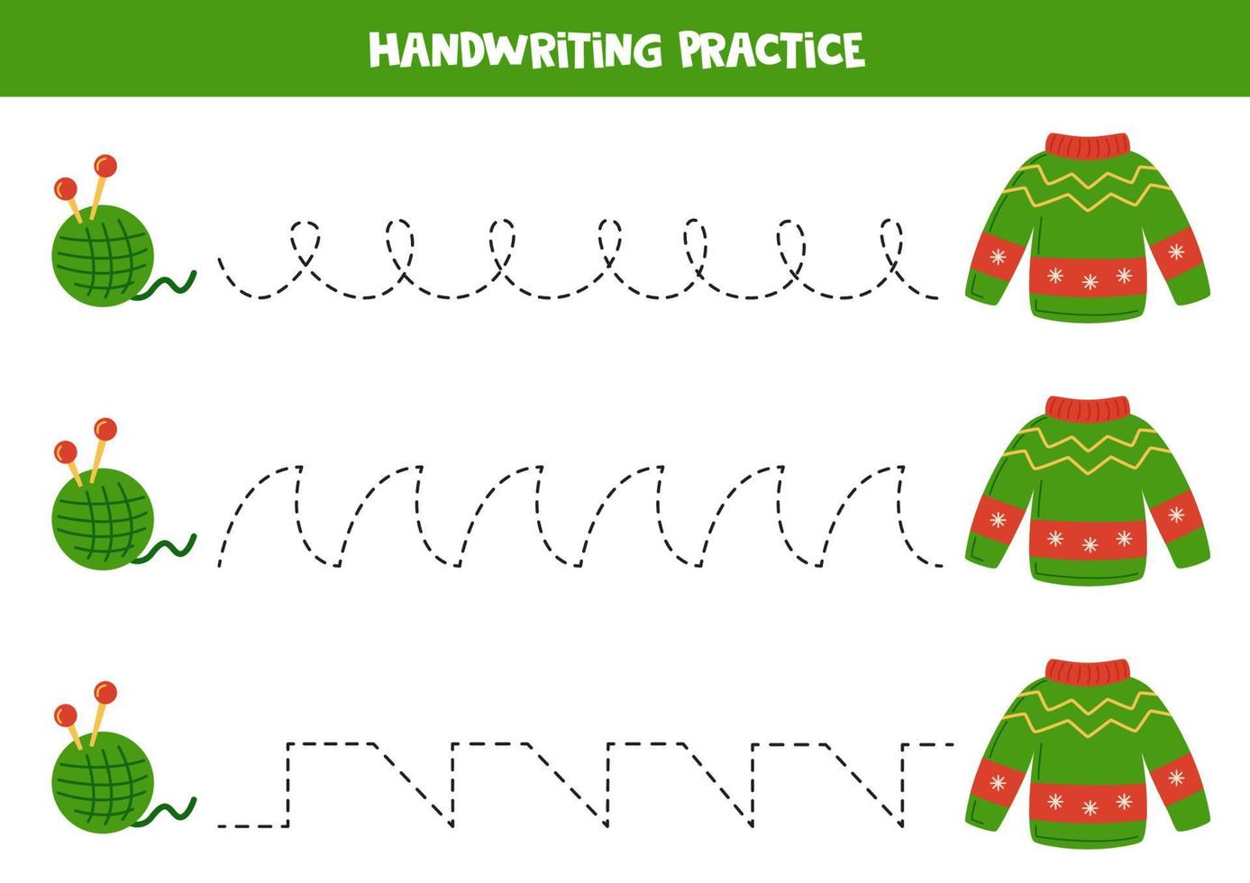 traceren lijnen voor kinderen. tekenfilm winter trui. schrijven oefening. vector