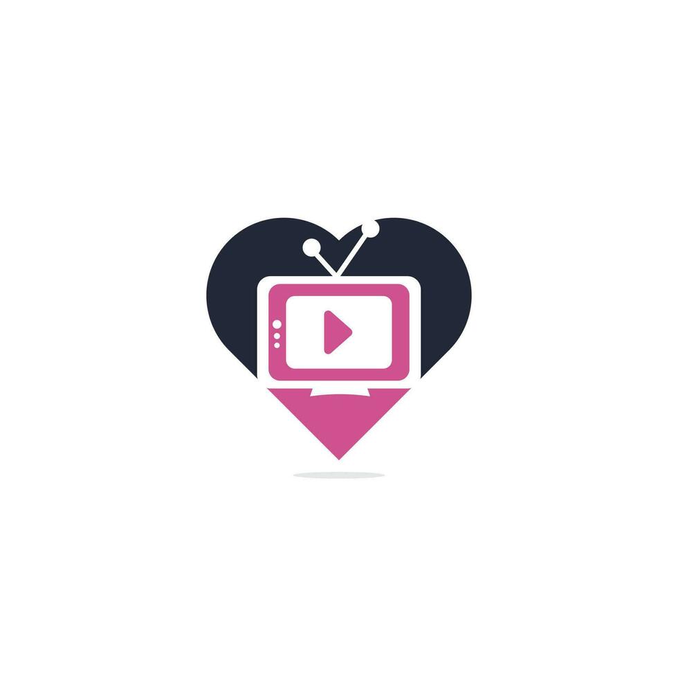 TV media hart vorm concept logo ontwerp. TV onderhoud logo sjabloon ontwerp. televisie logo ontwerp vector
