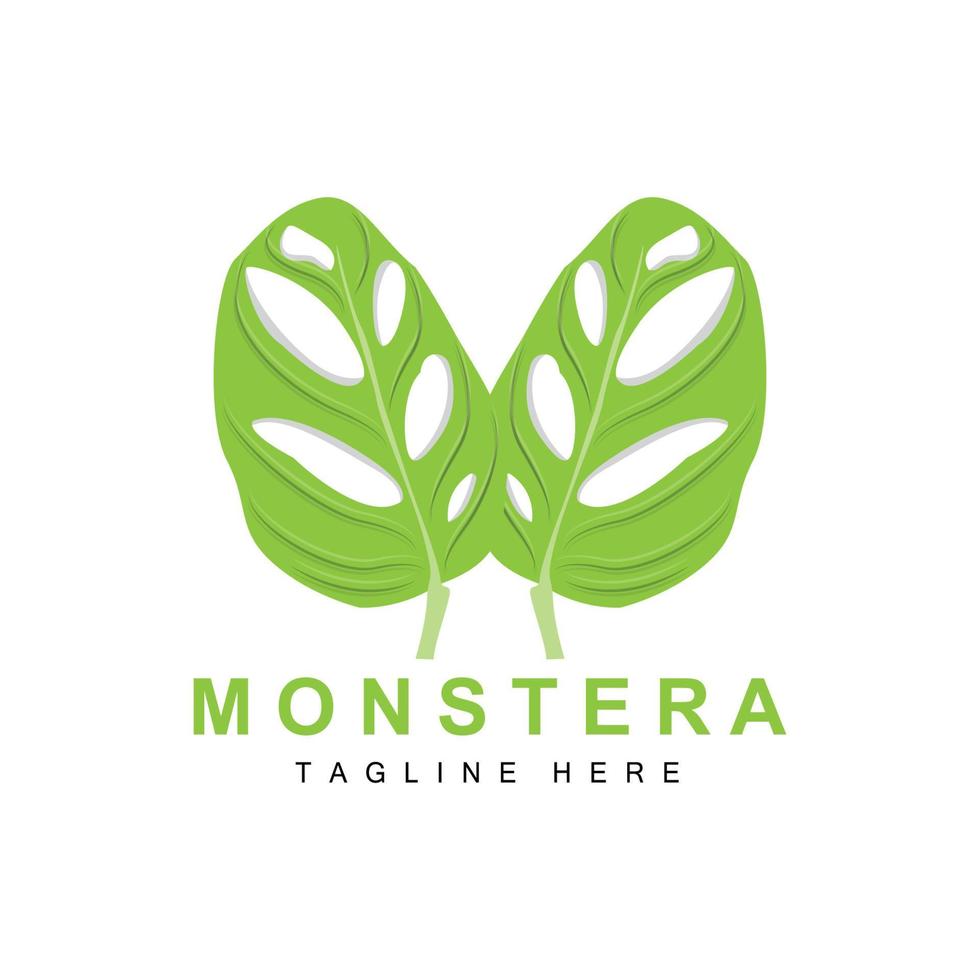 monstera adansonii blad logo, groen fabriek vector, boom vector, bijzonder blad illustratie vector