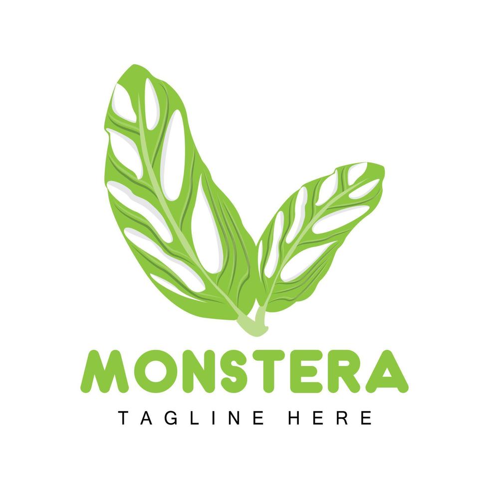 monstera adansonii blad logo, groen fabriek vector, boom vector, bijzonder blad illustratie vector