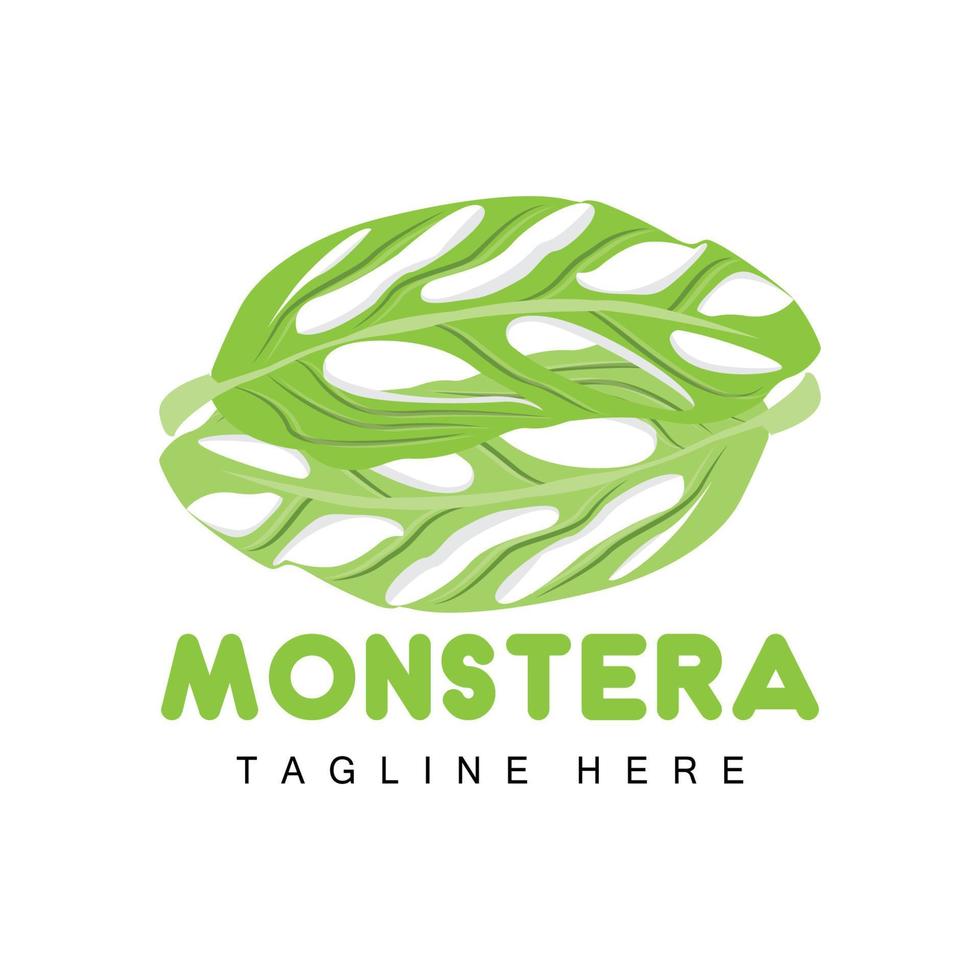 monstera adansonii blad logo, groen fabriek vector, boom vector, bijzonder blad illustratie vector