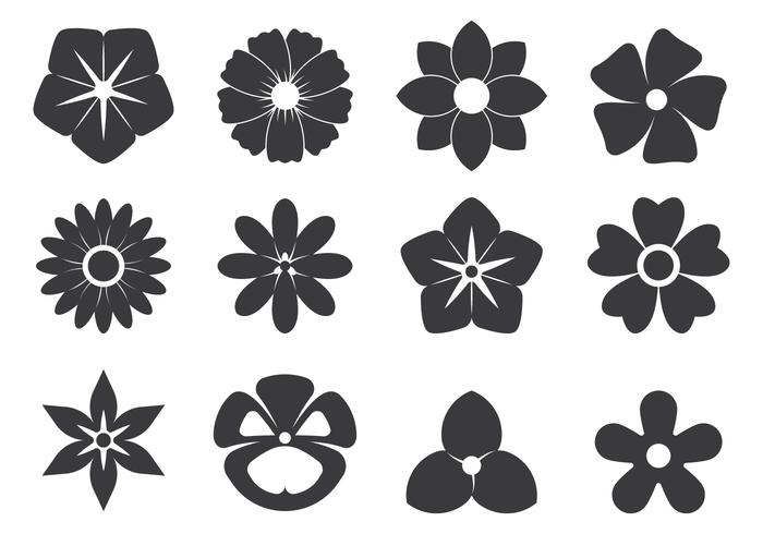Zwarte Knipsel Symbolen Van Bloemen vector