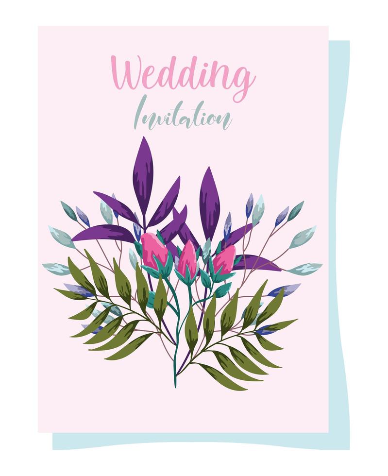 bruiloft ornament bloemen decoratieve wenskaart of uitnodiging vector