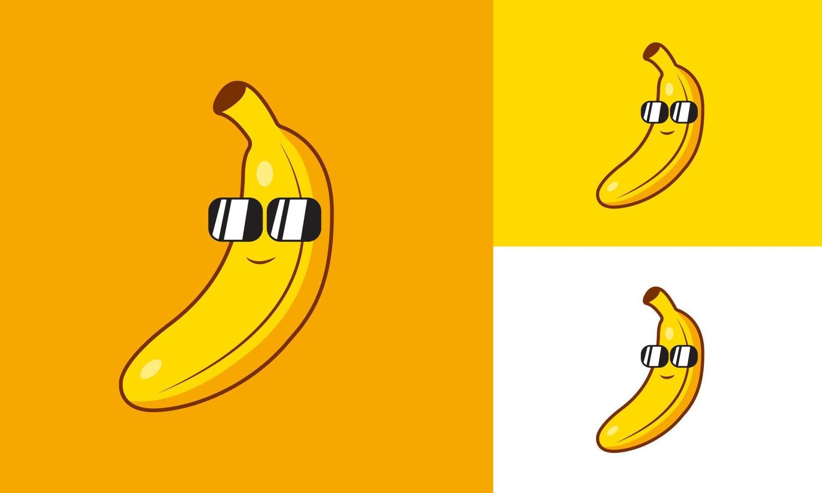 koel banaan logo illustratie. perfect voor spel op te slaan, voedsel op te slaan, voedsel logo, spel ontwikkelaar, spel of voedsel recensie blog of vlog kanaal, spel fans of gemeenschap, enz. vector