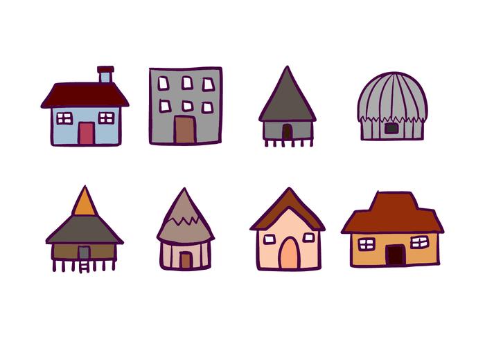 House and Cabana Icons vector