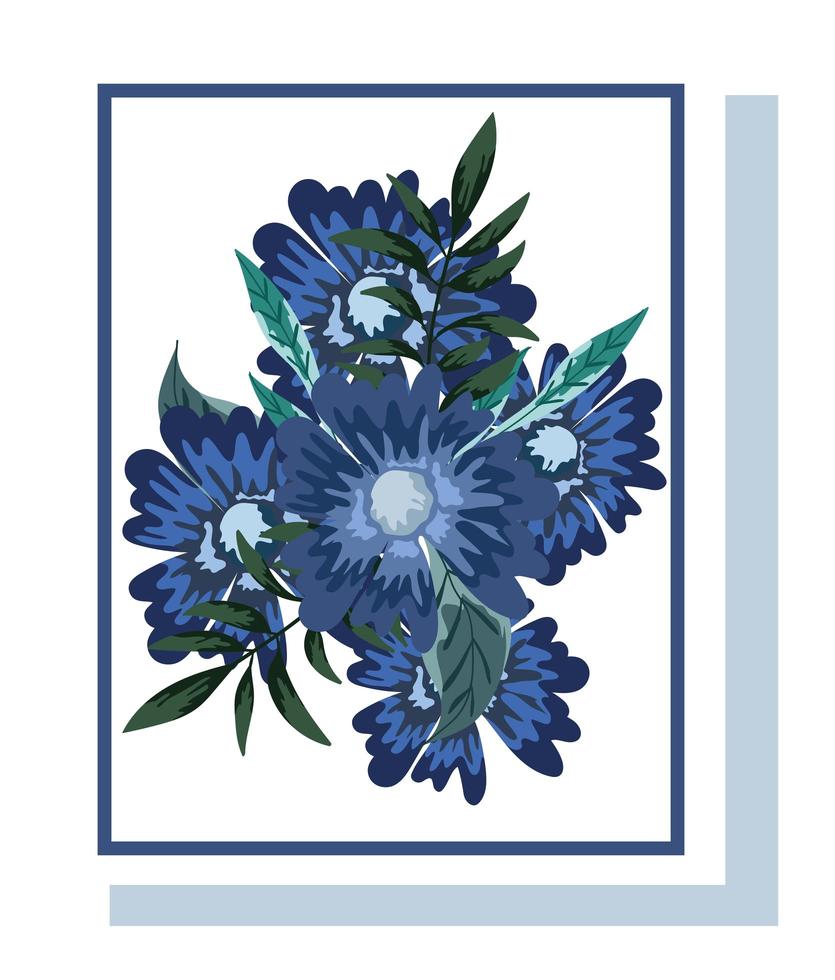 blauw bloemenarrangement voor wenskaart vector