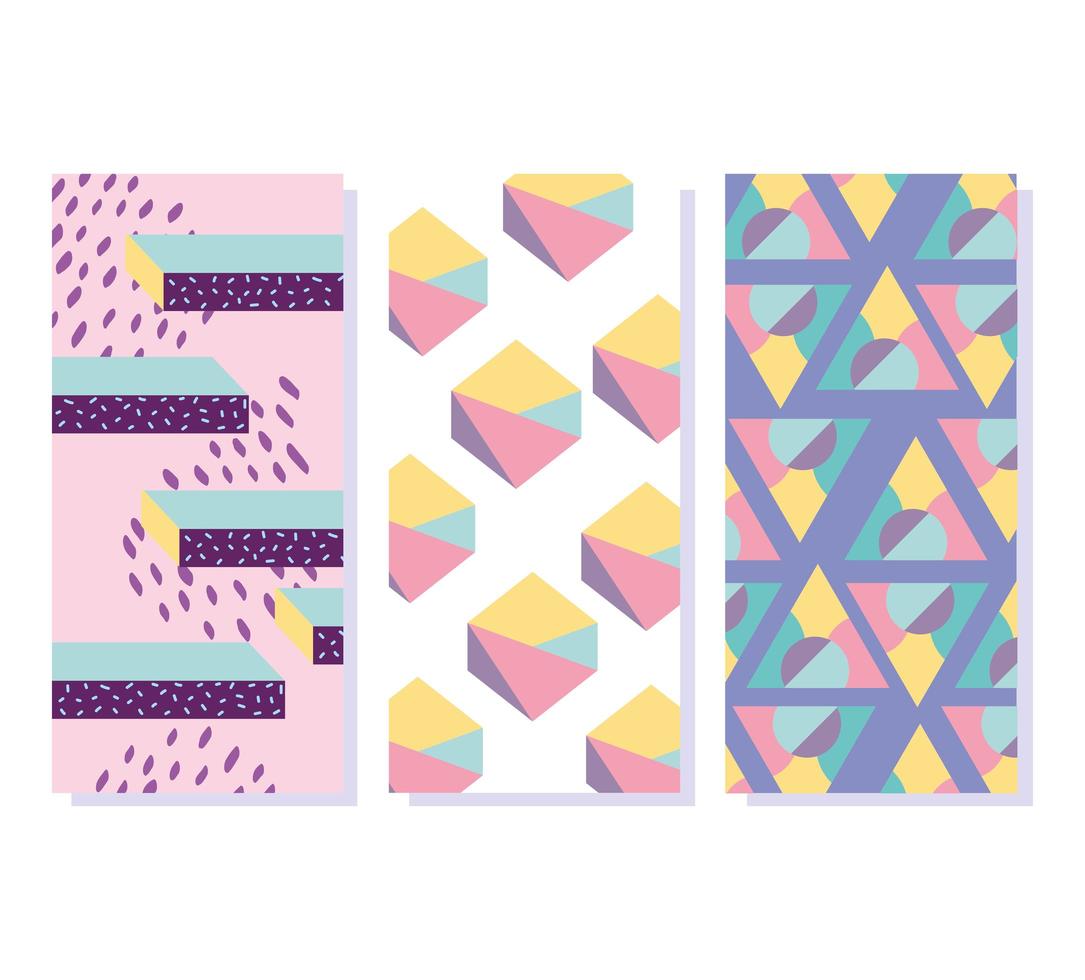 Memphis abstracte patroonvormen. Minimalistische banners uit de jaren 80 vector