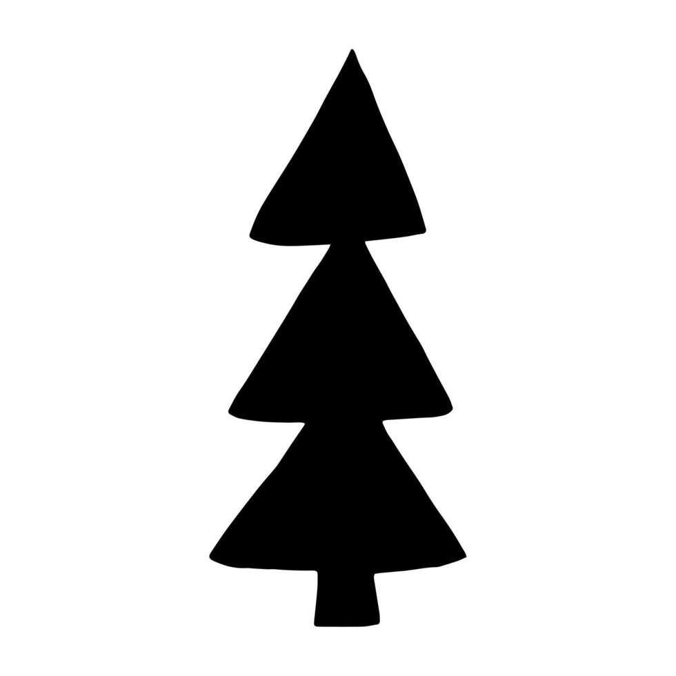 Kerstmis boom hand- getrokken in tekening stijl. silhouet, gemakkelijk, minimalisme, monochroom, scandinavisch. sticker, icoon nieuw jaar decor vector