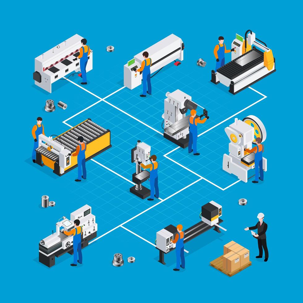 isometrische metaalverwerkende industrie vector