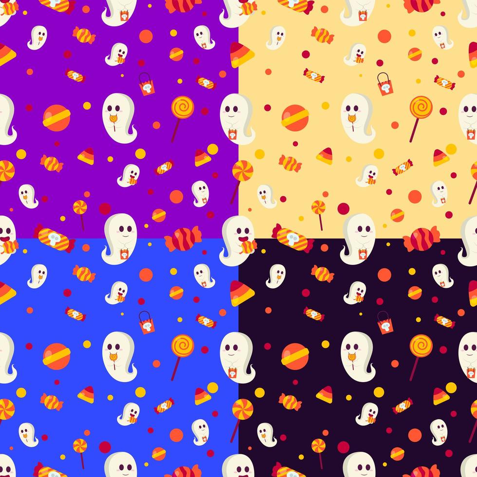 halloween naadloze patroon met spoken en snoep vector