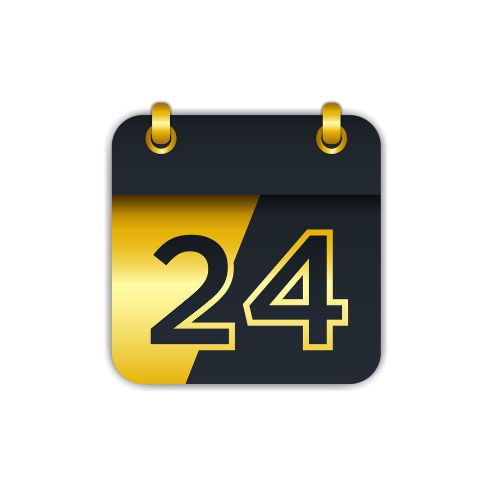 zwart goud kalender icoon met de 24e. gemakkelijk naar Bewerk naar toevoegen de naam van de maand. perfect voor decoratie en meer. eps 10 vector
